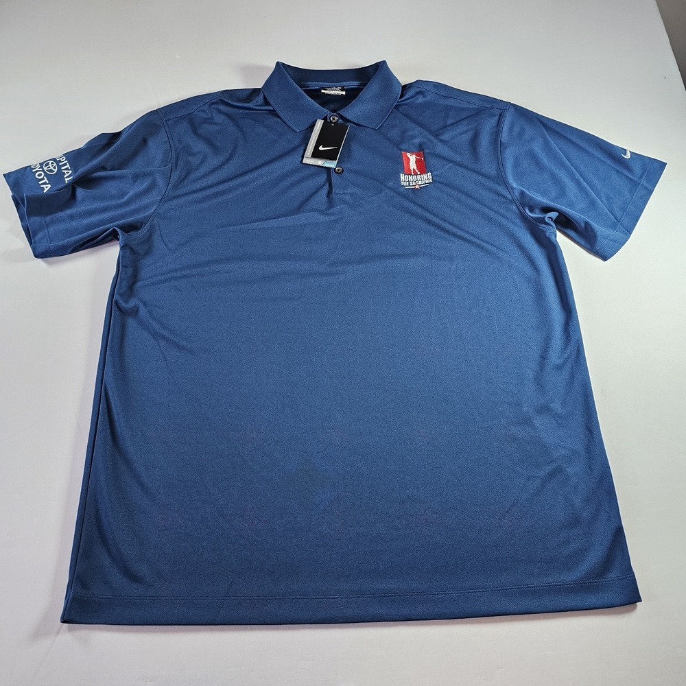 NWT Nike Golf Dri-Fit Tour Polo Mens XXL 2XL Blue Toyota Honoring The Sacrifice